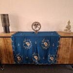 Doek in petrolkleur met gouddraad - Koopjeshoek